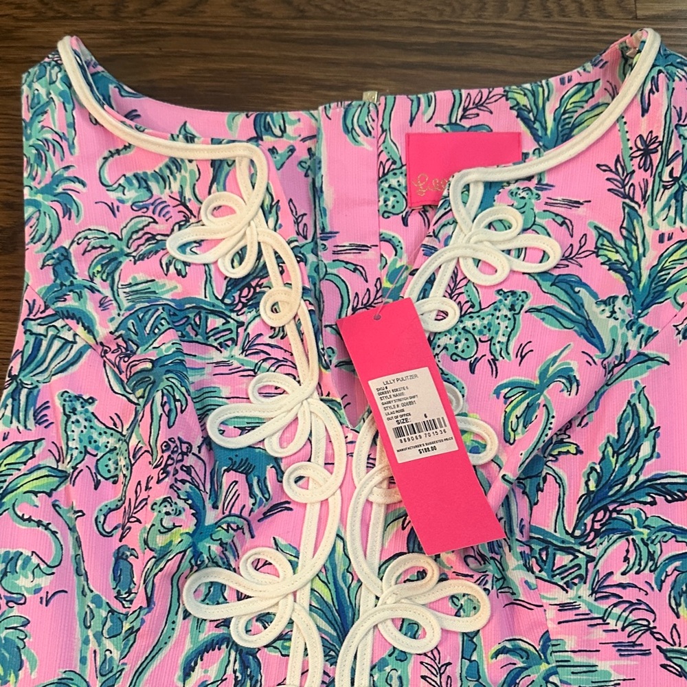 Lilly Pulitzer Pink Tropical Print Sleeveless Shift Dress - Picture 2 of 2